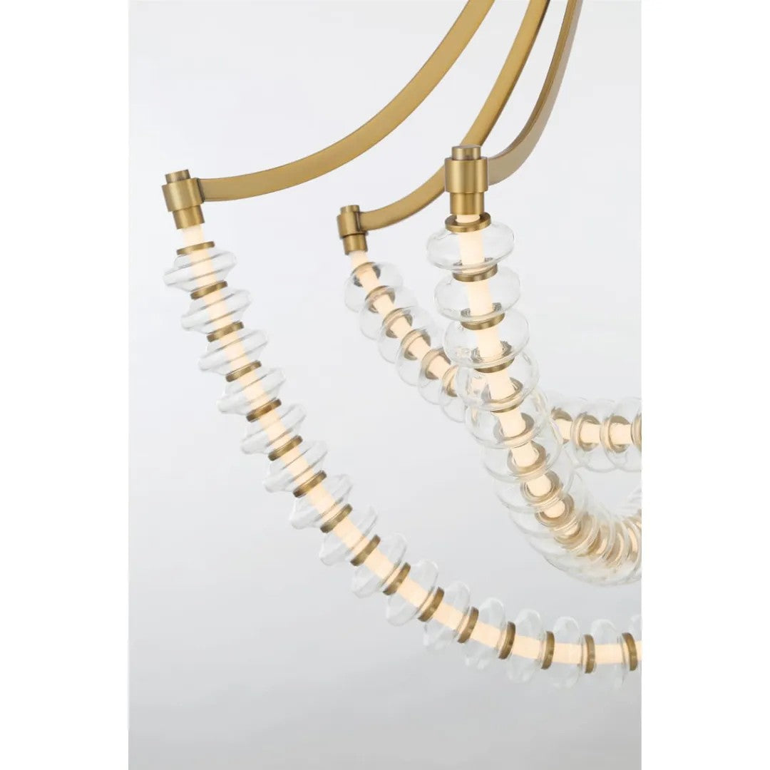 Golden Beaded Ring Glass Chandelier 40"