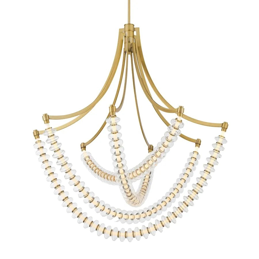 Golden Beaded Ring Glass Chandelier 40"