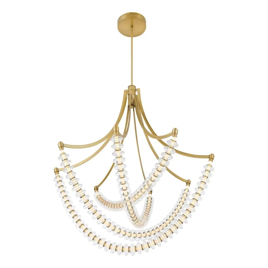 Golden Beaded Ring Glass Chandelier 40"