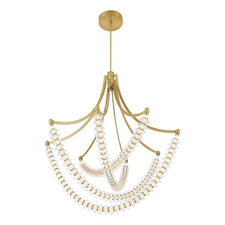 Golden Beaded Ring Glass Chandelier 40"