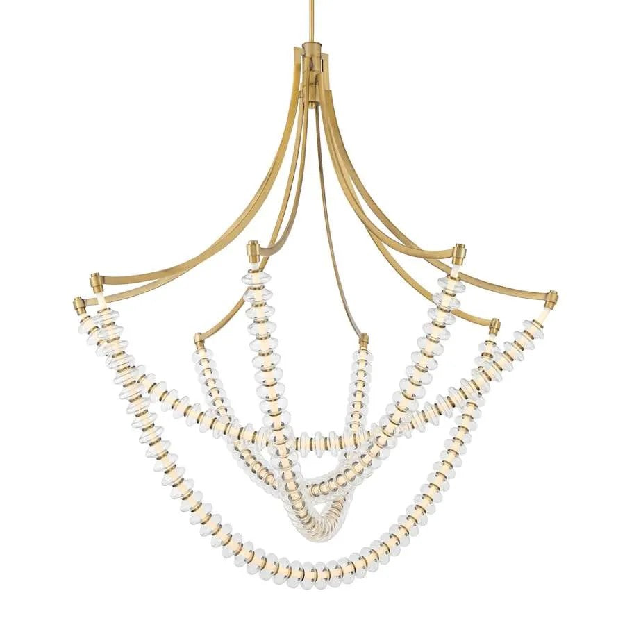 Golden Beaded Ring Glass Chandelier 50"