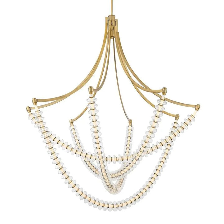 Golden Beaded Ring Glass Chandelier 50"