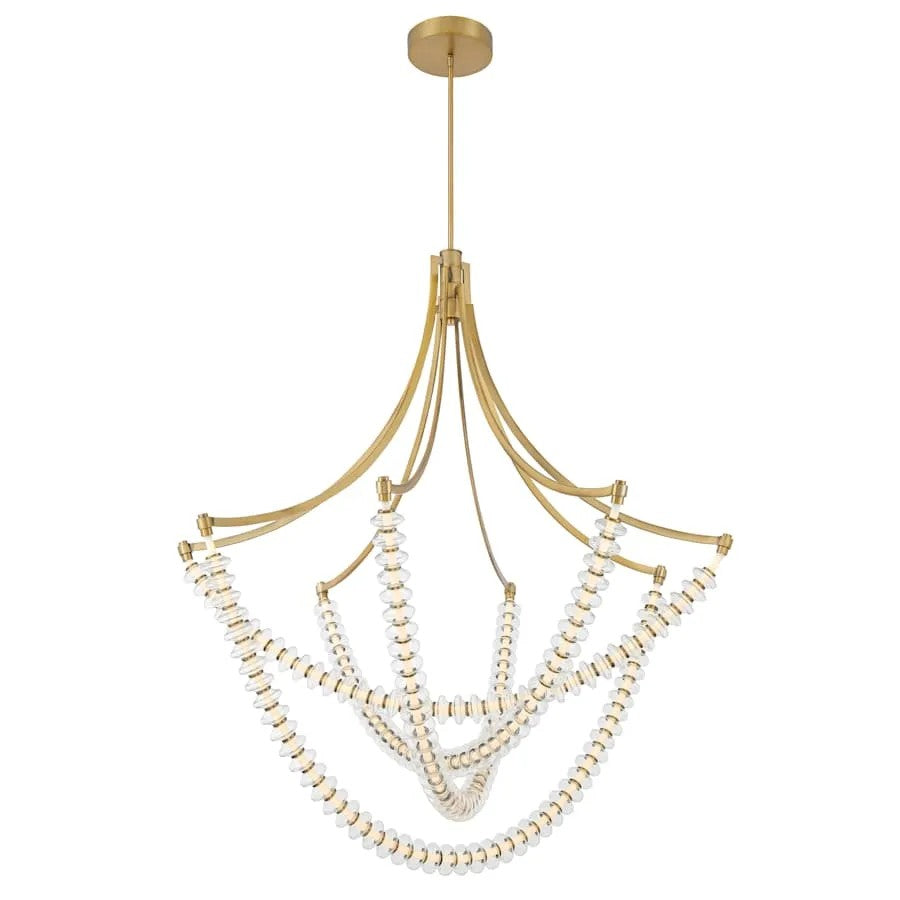 Golden Beaded Ring Glass Chandelier 50"