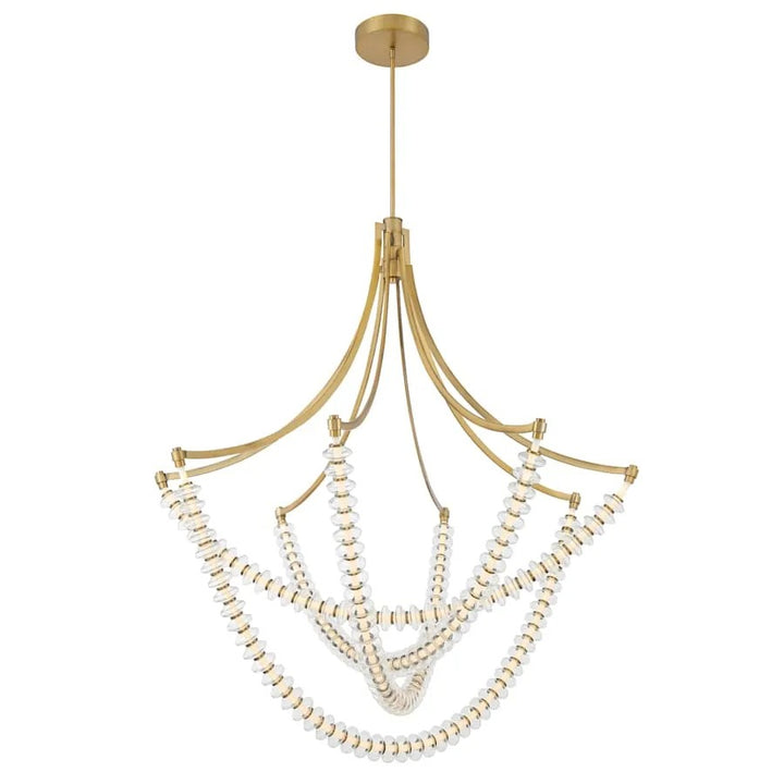 Golden Beaded Ring Glass Chandelier 50"