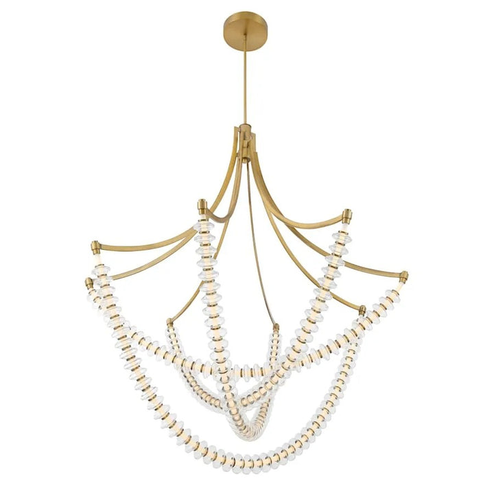 Golden Beaded Ring Glass Chandelier 50"