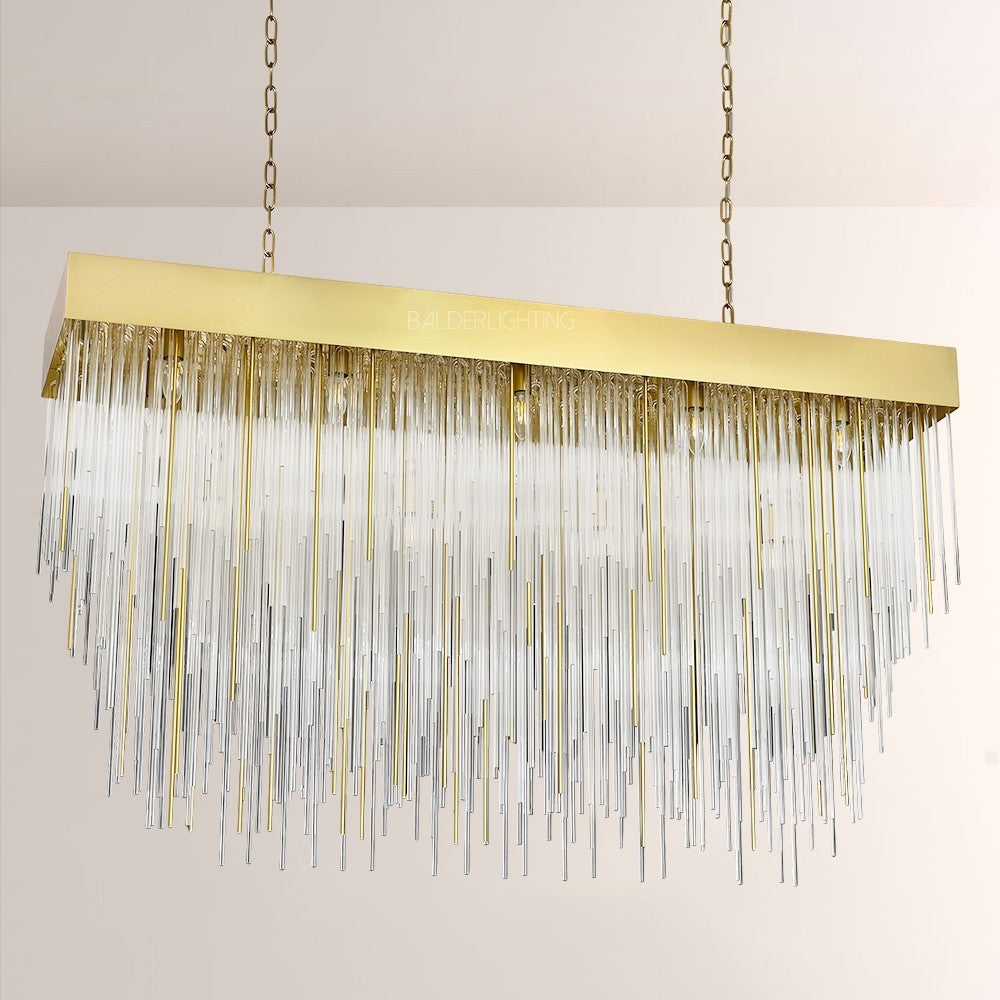 Hiram Blown Glass Rectangular Chandelier 54"
