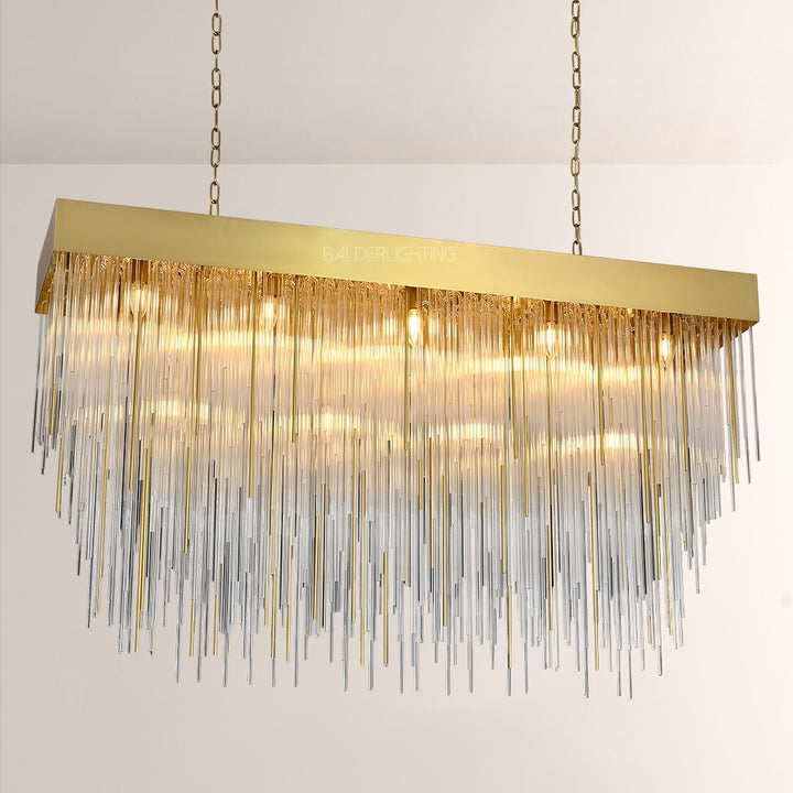 Hiram Blown Glass Rectangular Chandelier 54"