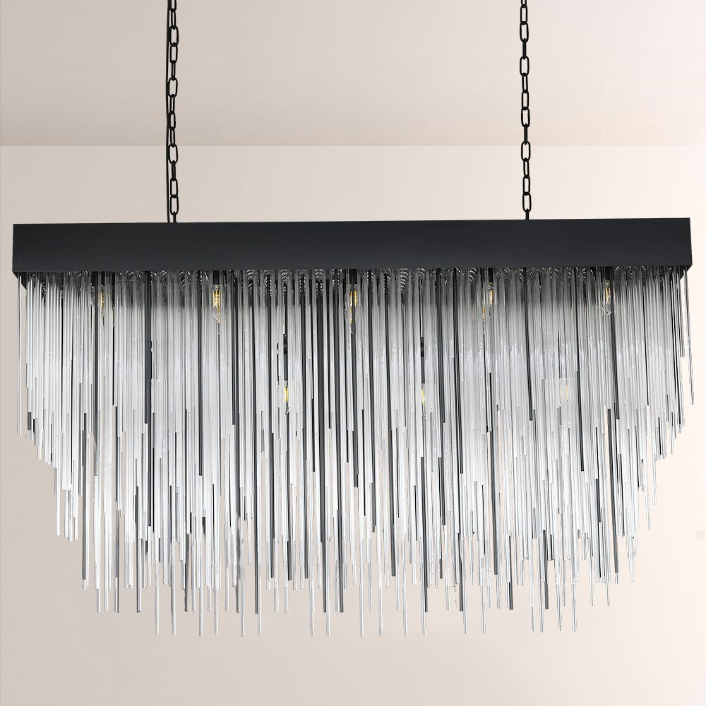 Hiram Blown Glass Rectangular Chandelier 54"