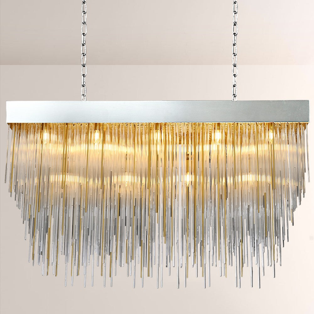 Hiram Blown Glass Rectangular Chandelier 54"