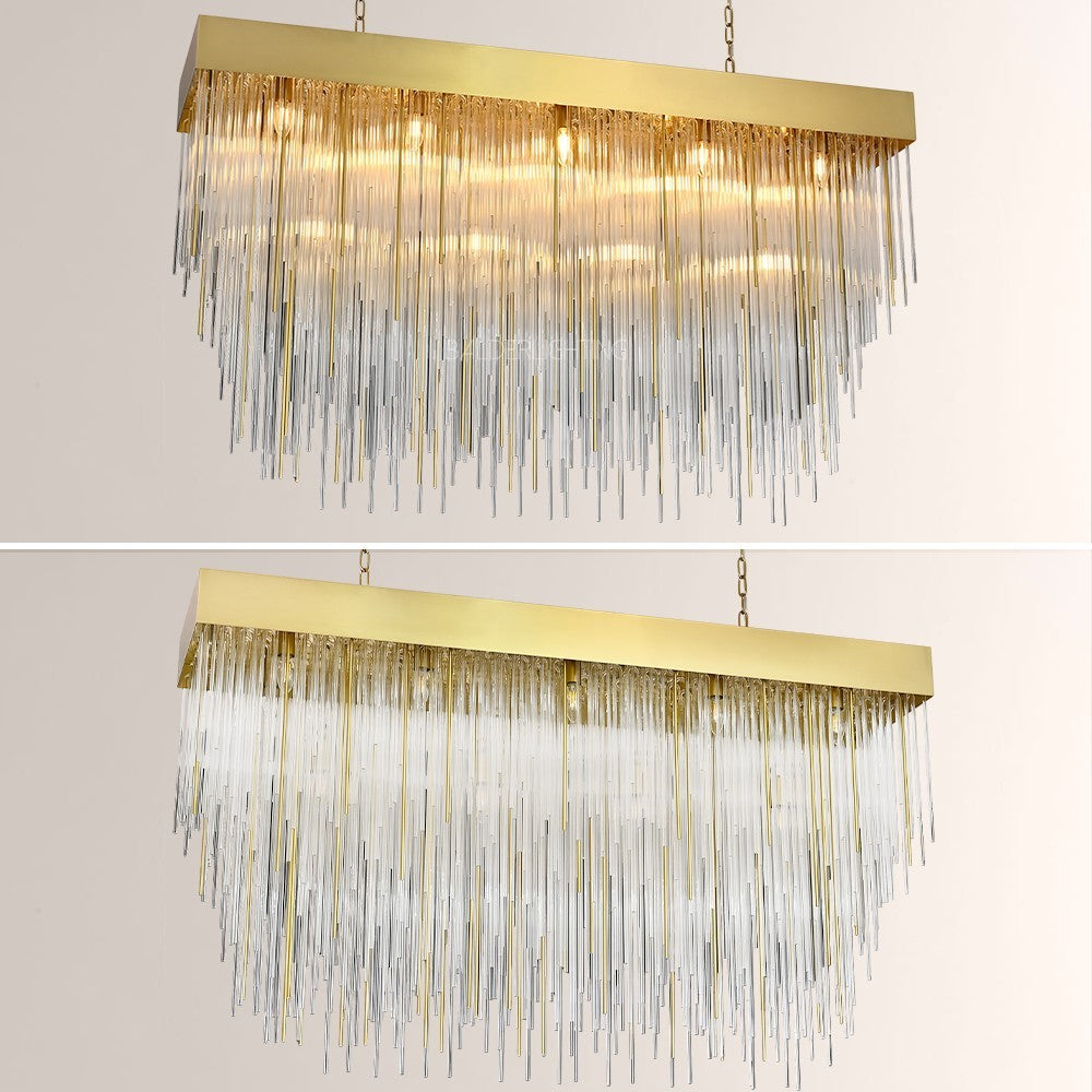 Hiram Blown Glass Rectangular Chandelier 54"