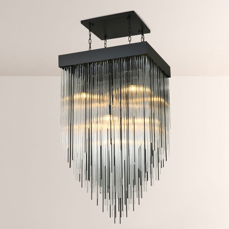 Hiram Blown Glass Square Chandelier 30"