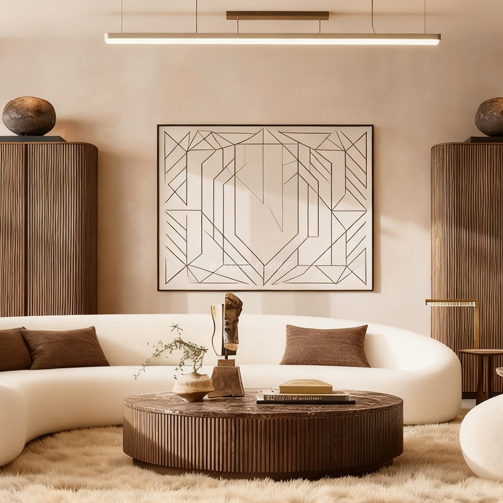 Holland Oak Wood & Stone Round Coffee Table