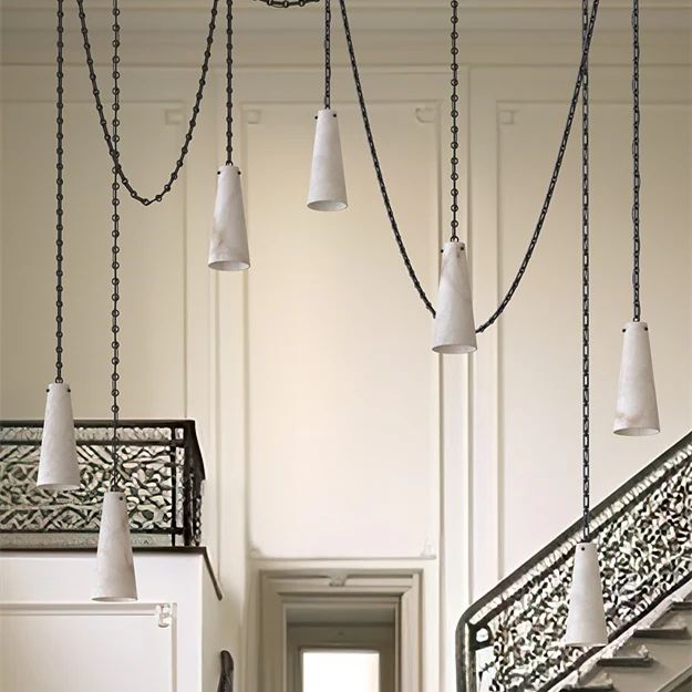 Steven Contemporary Alabaster Chandelier,7-Light Vintage Alabaster Pendant Cluster