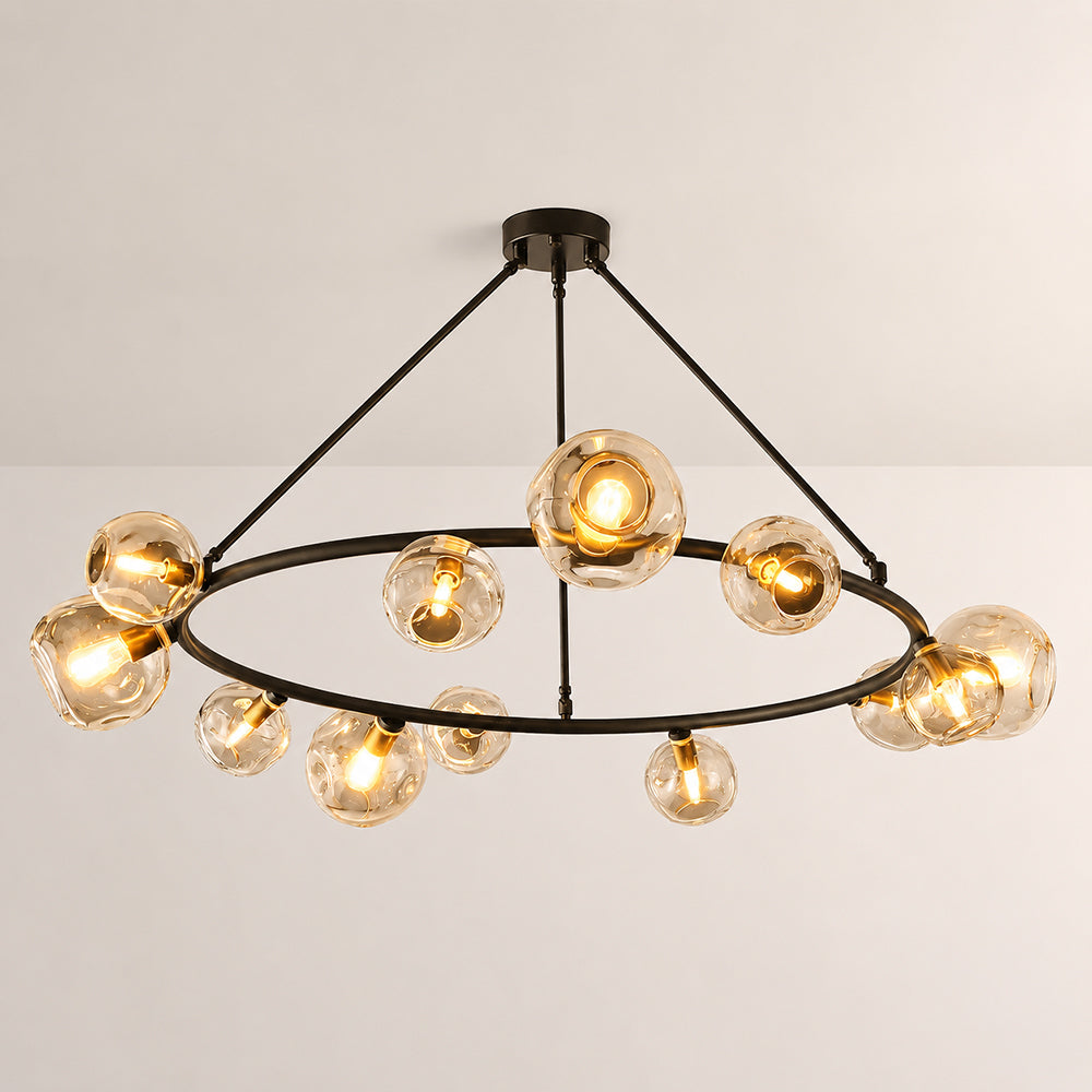 Joan Amber Glass Round Chandelier
