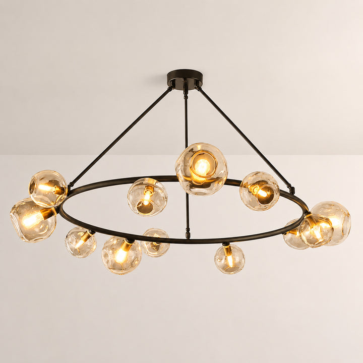 Joan Amber Glass Round Chandelier