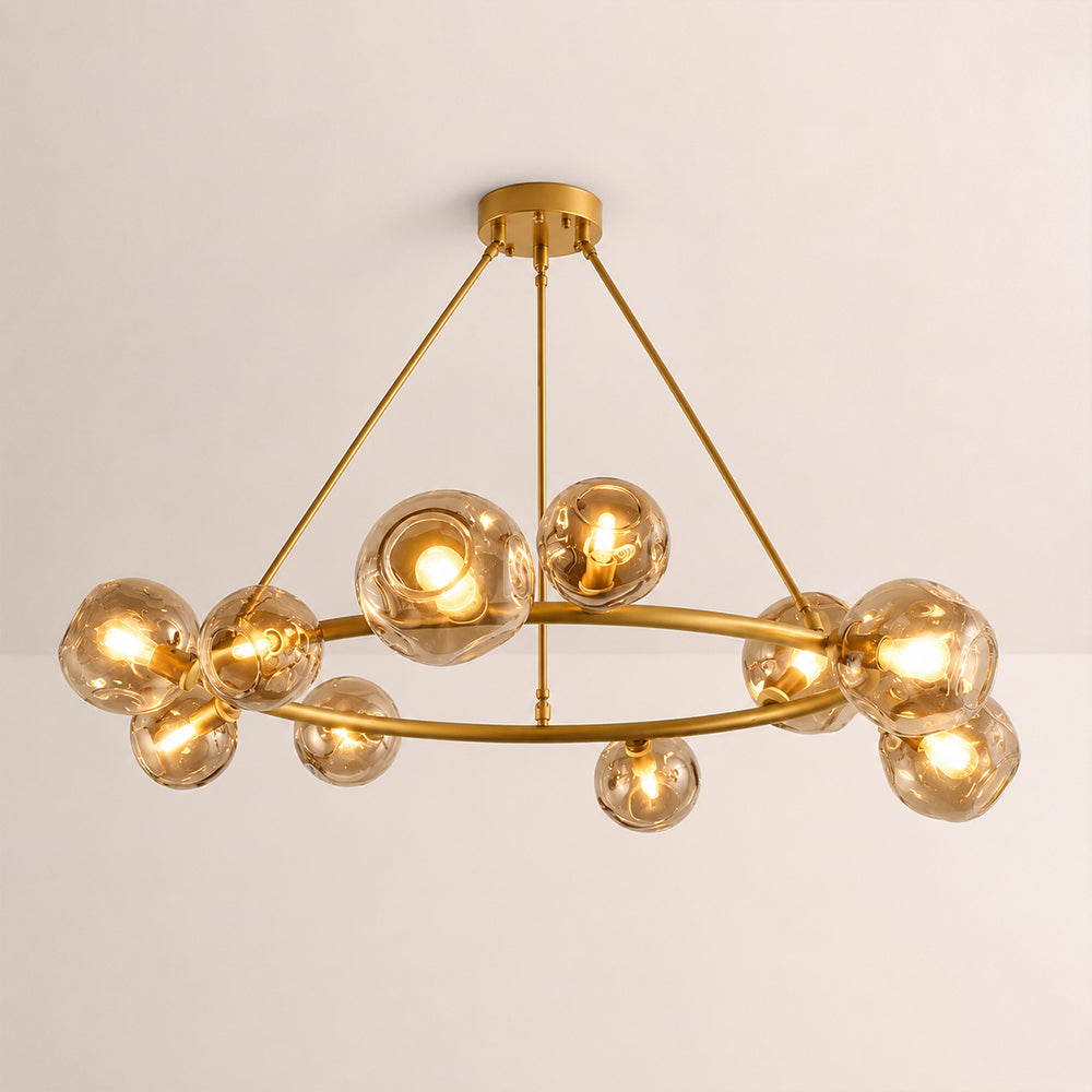 Joan Amber Glass Round Chandelier