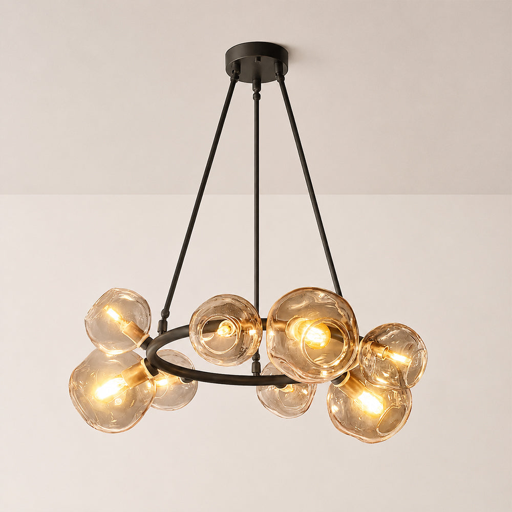Joan Amber Glass Round Chandelier