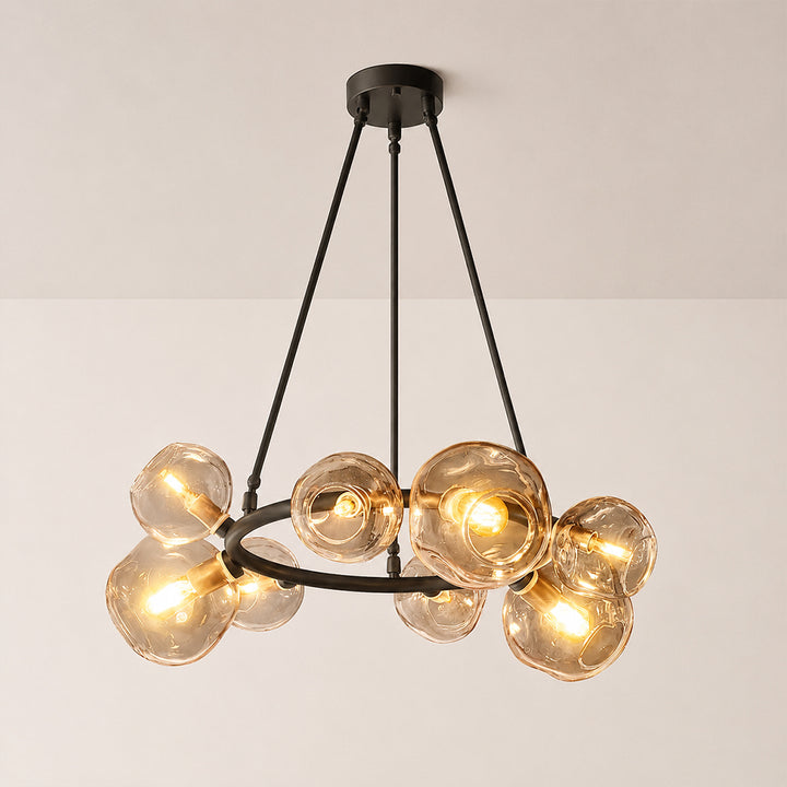 Joan Amber Glass Round Chandelier