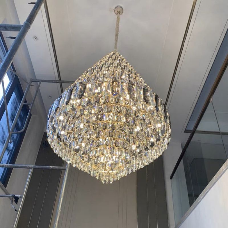 Kathy Clarity Crystals Luxury Ceiling Light for Staircase/Foyer Chandelier(Dimmable)