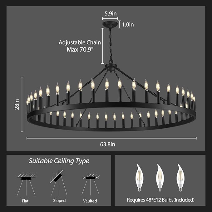 Lalania Wheel Chandelier with Candle Shade