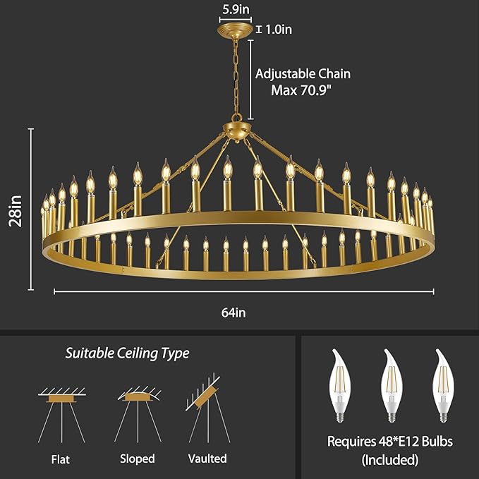 Lalania Wheel Chandelier with Candle Shade