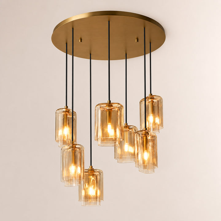 Lecoun Amber Glass Cluster Chandelier