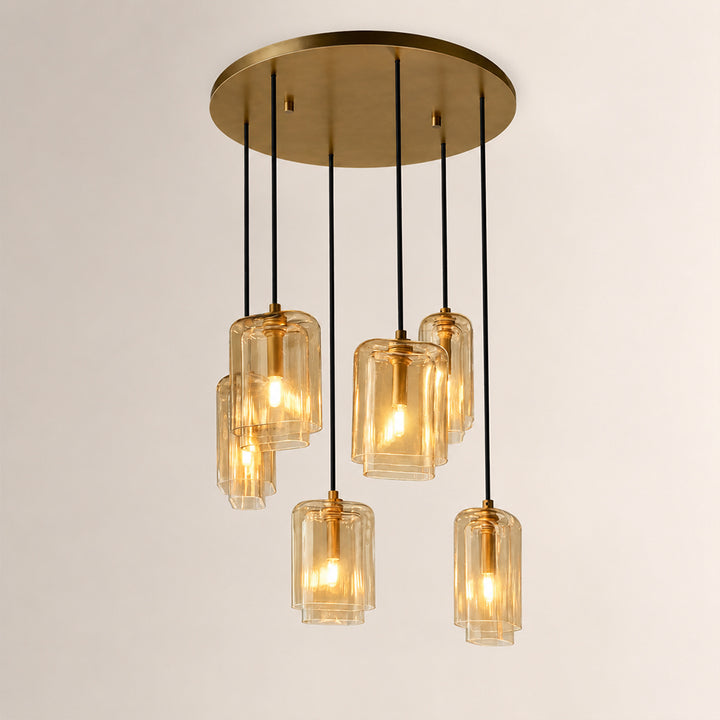 Lecoun Amber Glass Cluster Chandelier