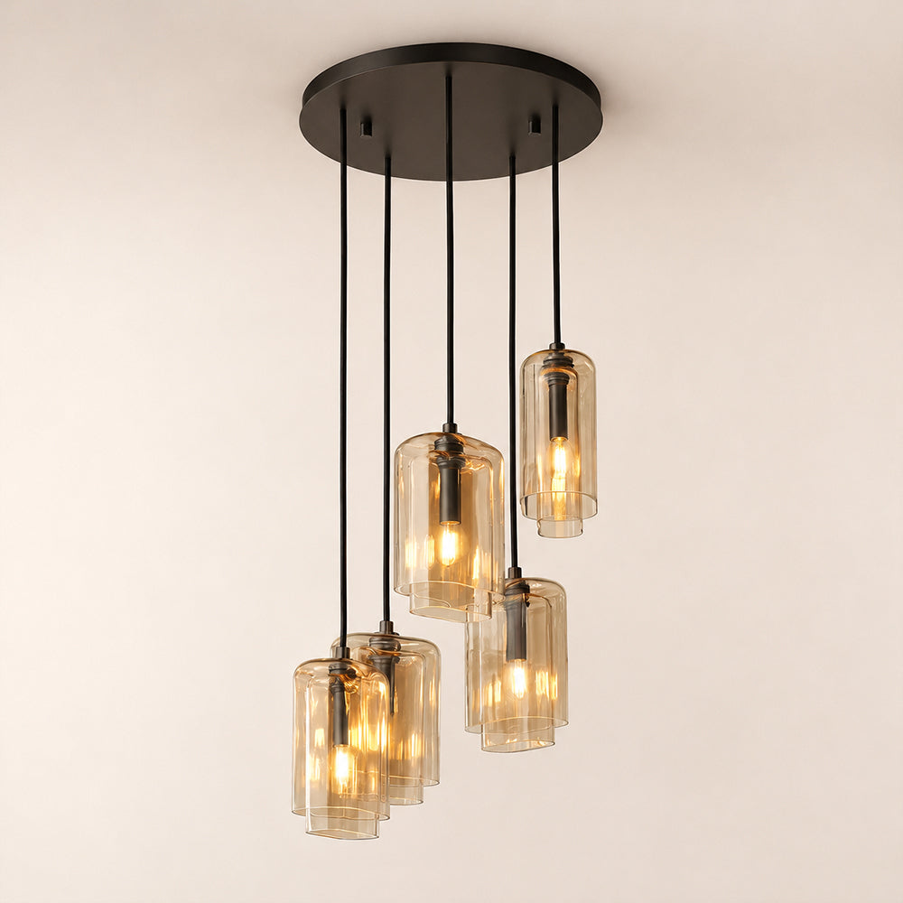 Lecoun Amber Glass Cluster Chandelier