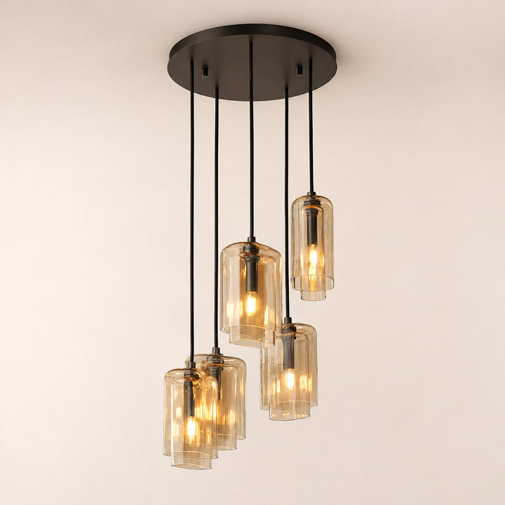 Lecoun Amber Glass Cluster Chandelier