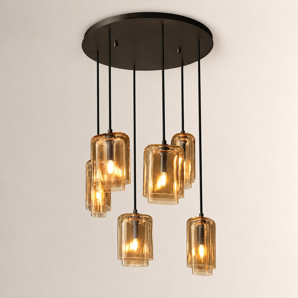 Lecoun Amber Glass Cluster Chandelier