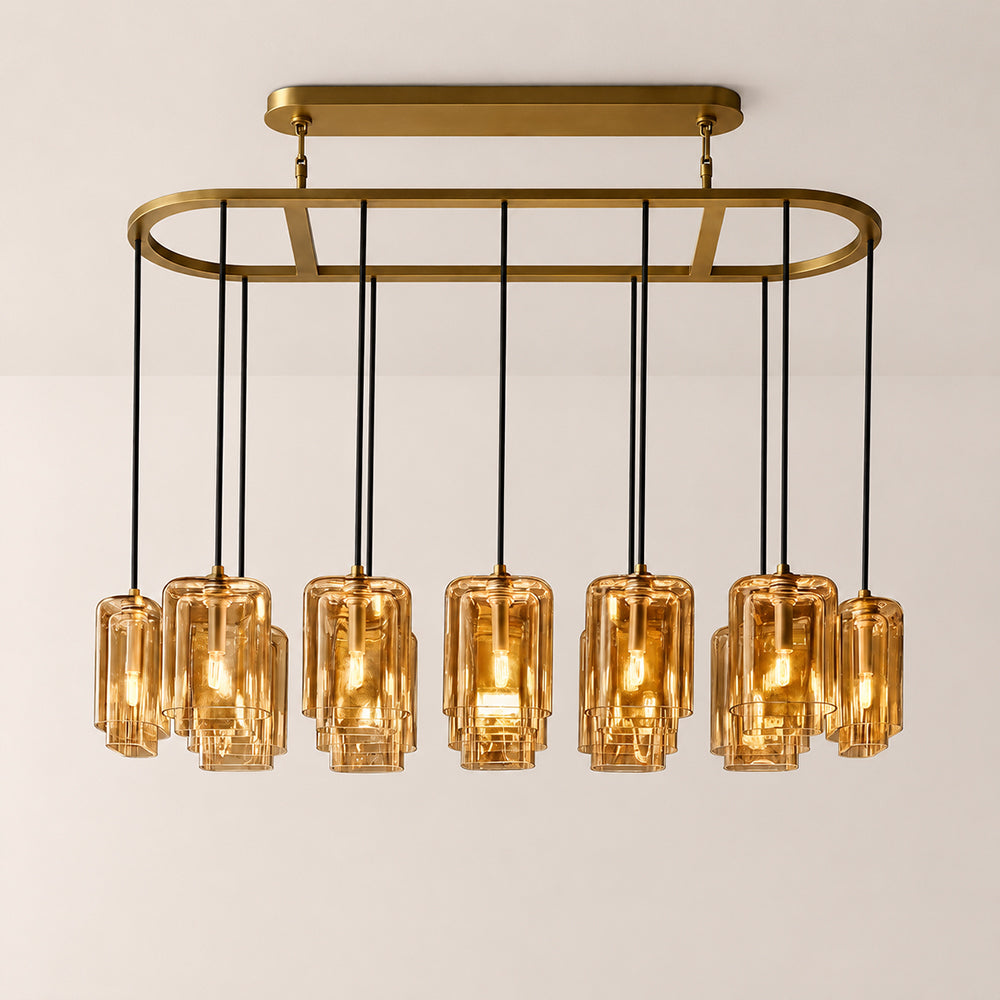 Lecoun Amber Glass Rectangular Chandelier