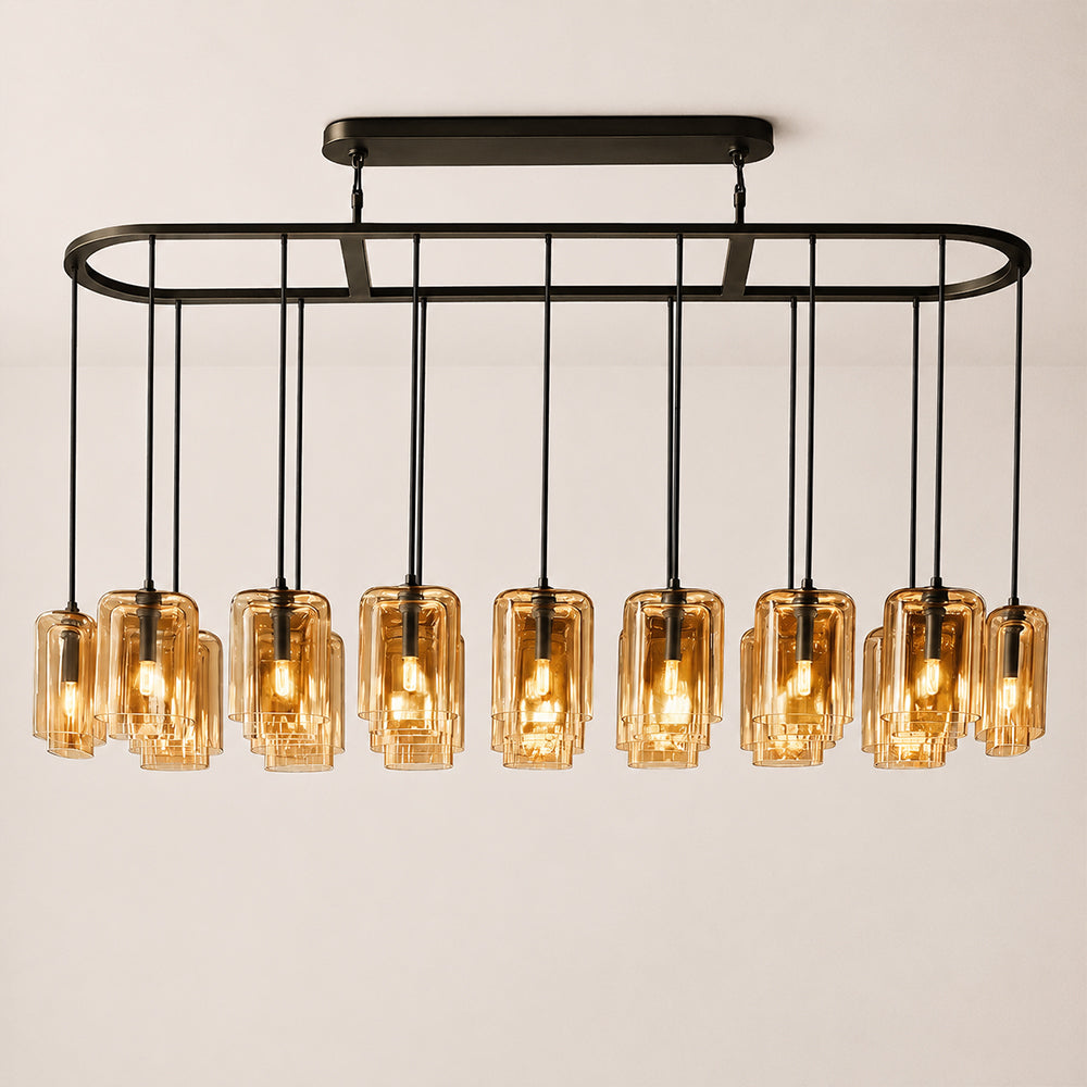 Lecoun Amber Glass Rectangular Chandelier
