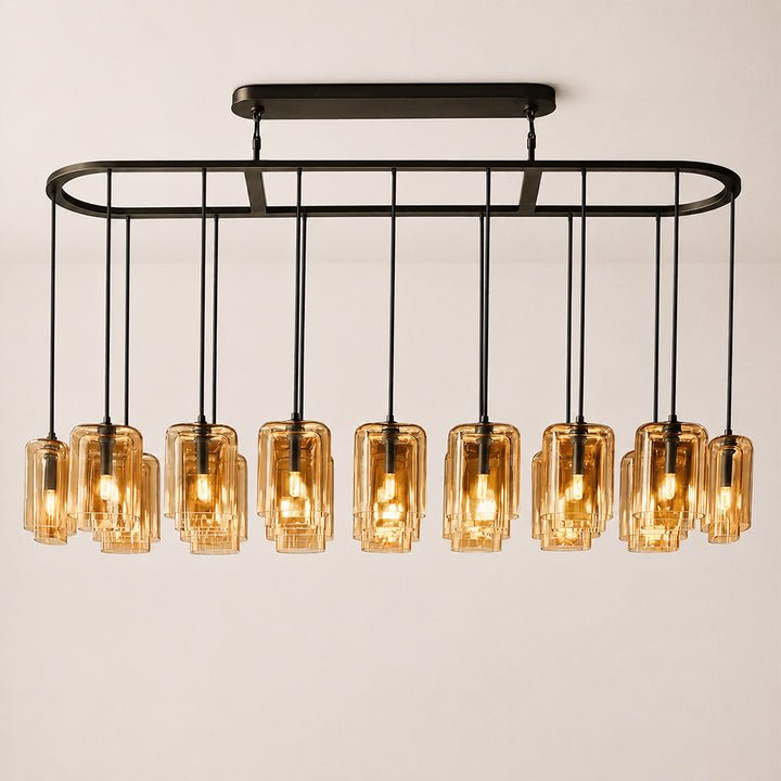 Lecoun Amber Glass Rectangular Chandelier