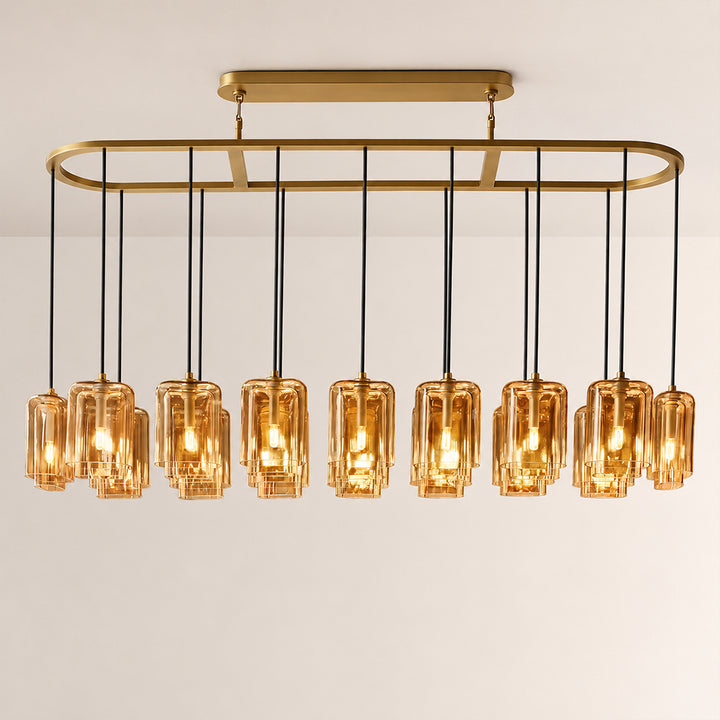 Lecoun Amber Glass Rectangular Chandelier