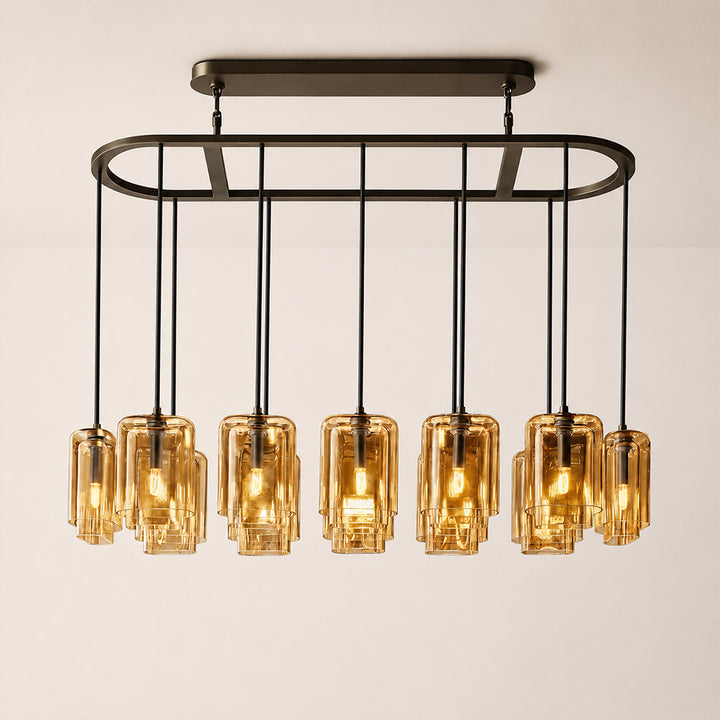 Lecoun Amber Glass Rectangular Chandelier