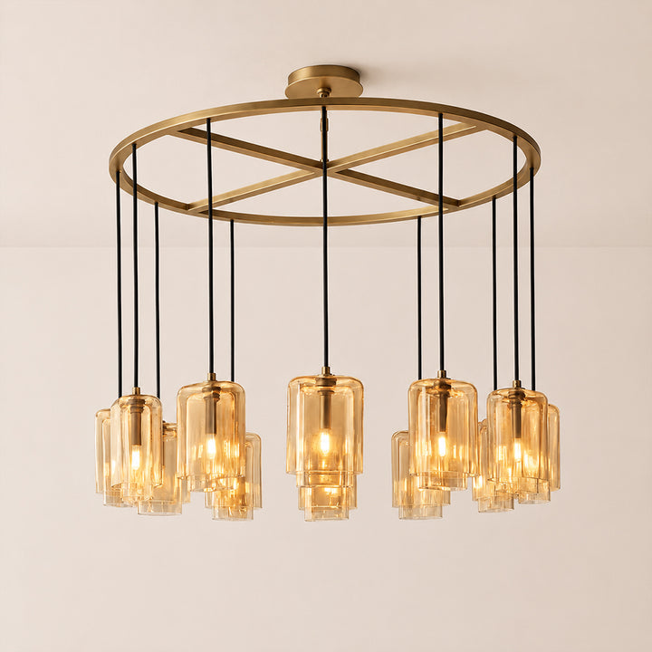 Lecoun Amber Glass Round Chandelier