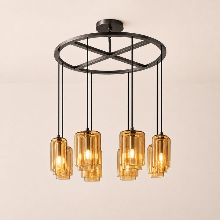Lecoun Amber Glass Round Chandelier