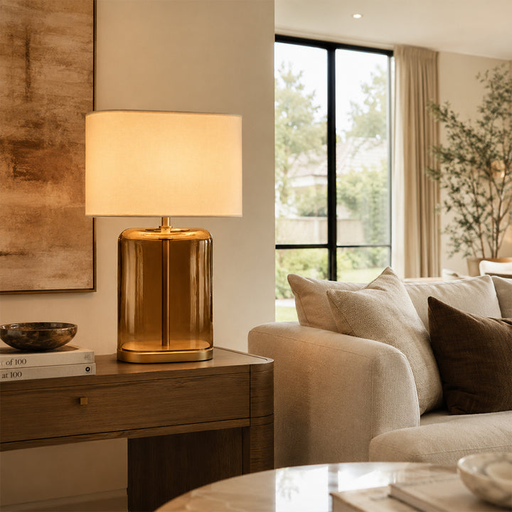 Lecoun Amber Glass Table Lamp
