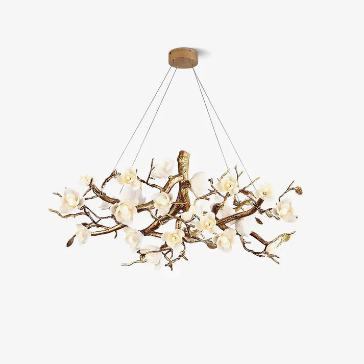 Lior Magnolia Branch & Porcelain Bloom Chandelier