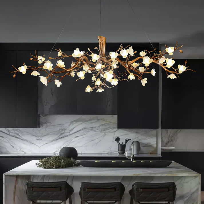 Lior Magnolia Branch & Porcelain Bloom Chandelier