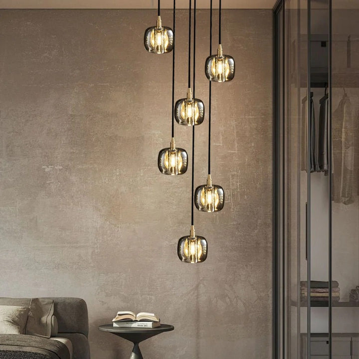 Long Spiral Cubes Crystal Chandelier for Staircase