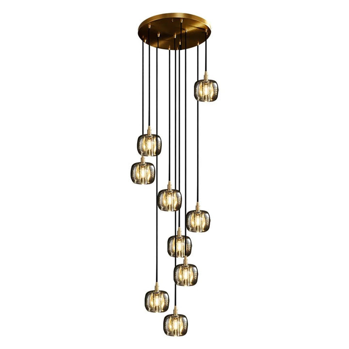 Long Spiral Cubes Crystal Chandelier for Staircase