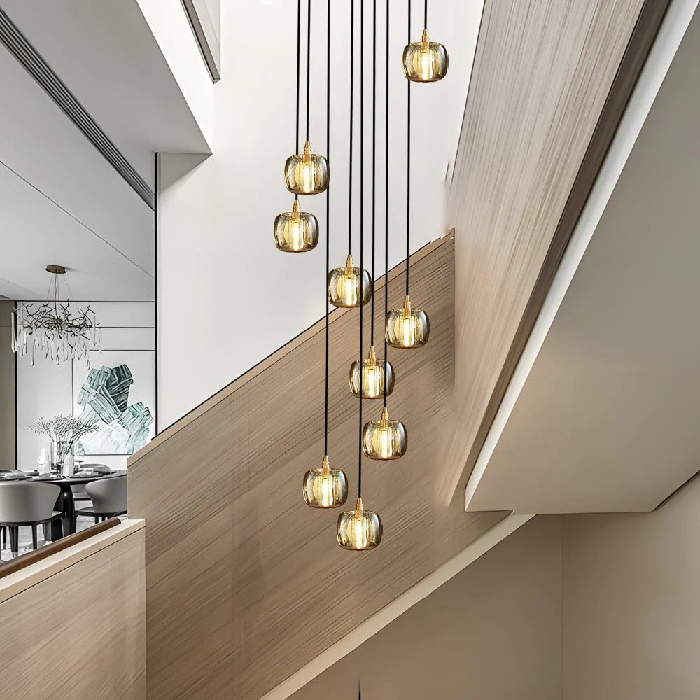 Long Spiral Cubes Crystal Chandelier for Staircase