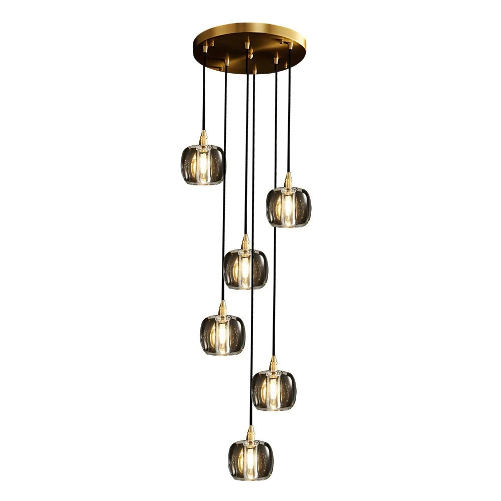 Long Spiral Cubes Crystal Chandelier for Staircase
