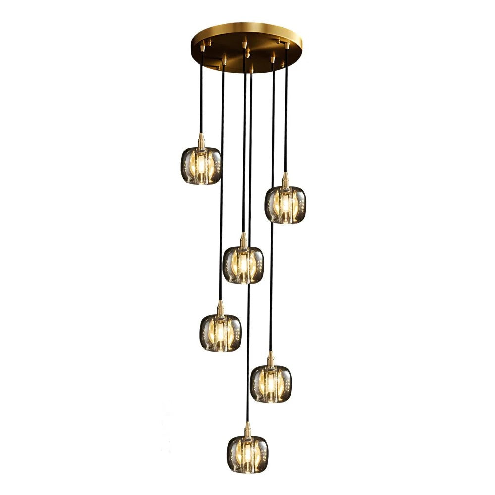 Long Spiral Cubes Crystal Chandelier for Staircase