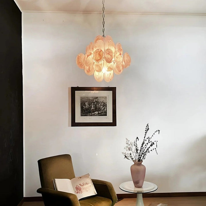 Lorina Pink Vintage Glass Chandelier