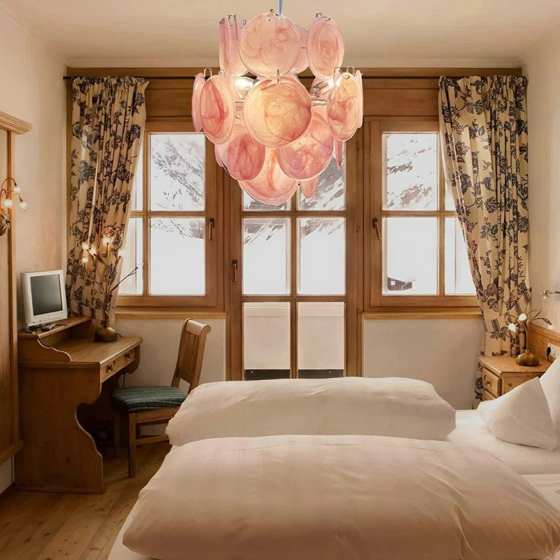 Lorina Pink Vintage Glass Chandelier