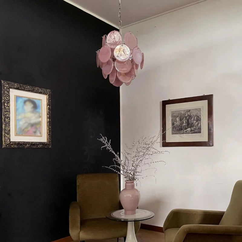 Lorina Pink Vintage Glass Chandelier