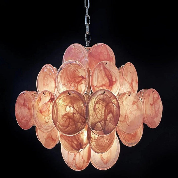 Lorina Pink Vintage Glass Chandelier