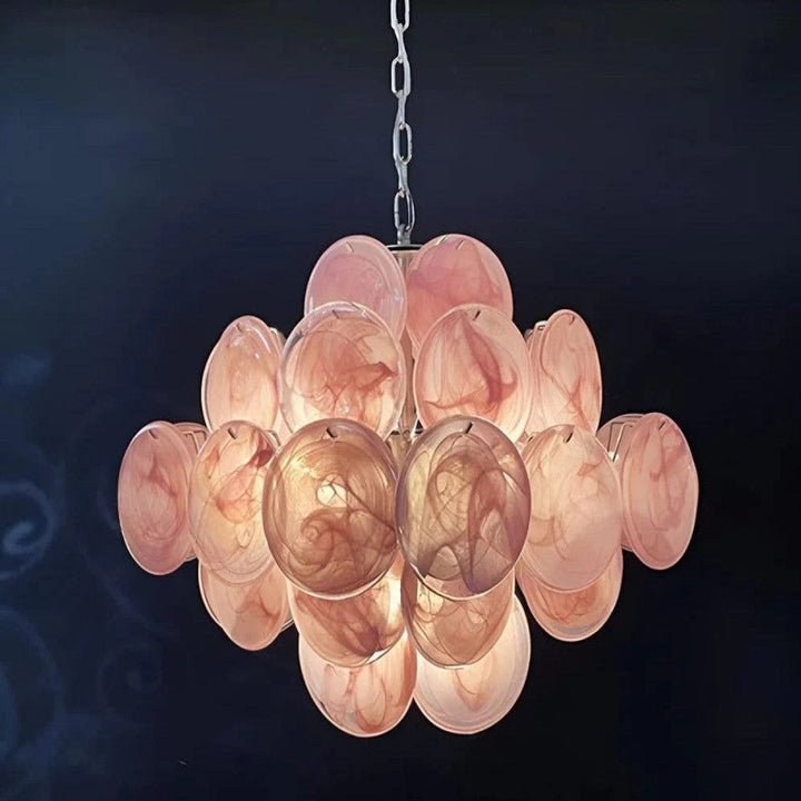 Lorina Pink Vintage Glass Chandelier